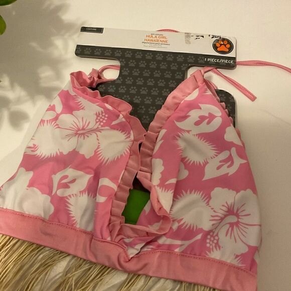 Hula Girl 2 Piece Bikini & Grass Skirt Pet Costume XL NWT - Picture 4 of 6